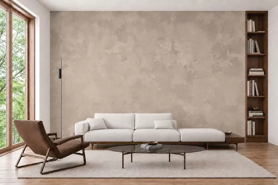 murales de pared Textura en un tono beige almendra cálido con suaves transiciones tonales naturales w05814
