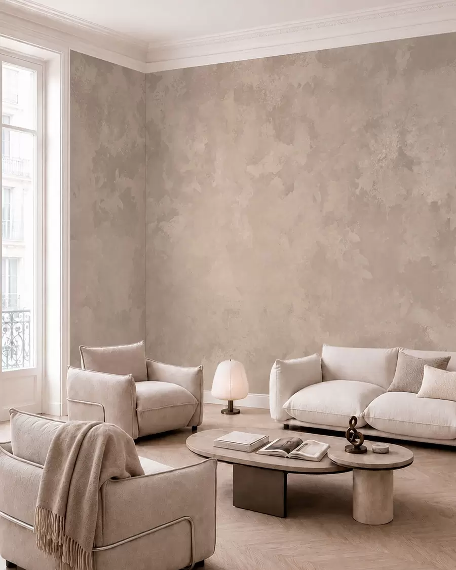 murales de pared Textura en un tono beige almendra cálido con suaves transiciones tonales naturales w05814