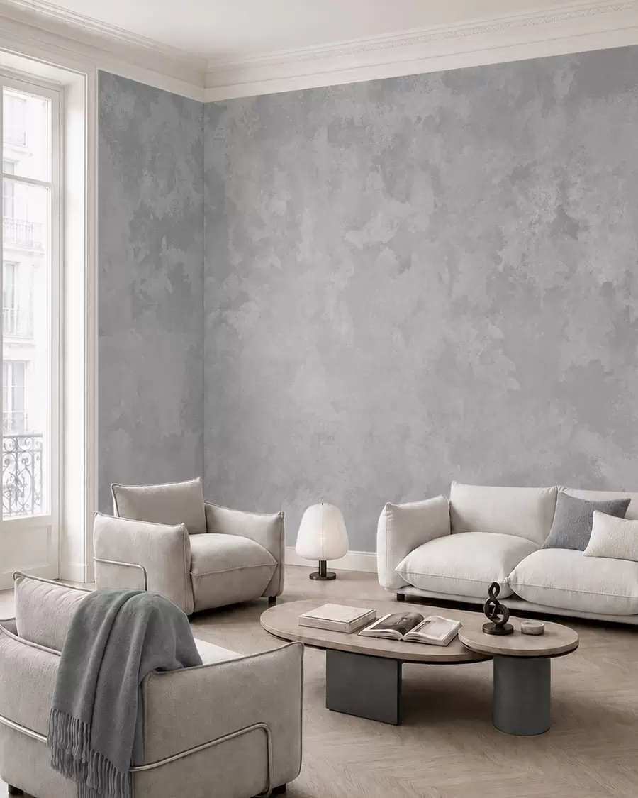murales de pared Textura en gris perla claro con suaves transiciones tonales difuminadas w05814v1