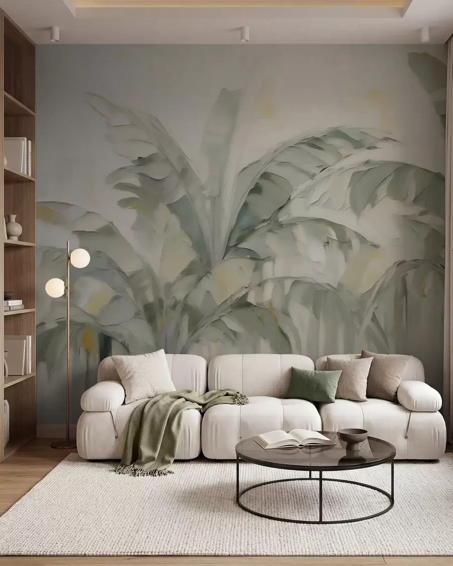 murales de pared Hojas de palmera abstractas, imitación de pintura w05826