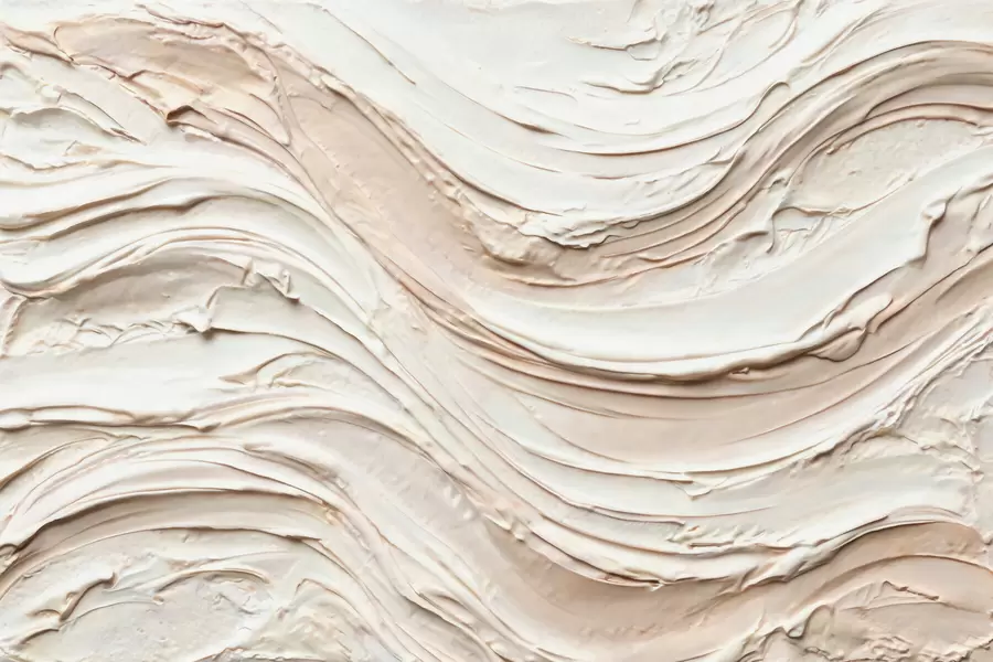 murales de pared Ondas cálidas en tonos crema y melocotón que imitan el yeso texturizado, abstractas w09990