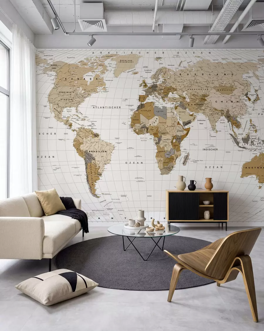 murales de pared Mapa ocre en alemán c00016de