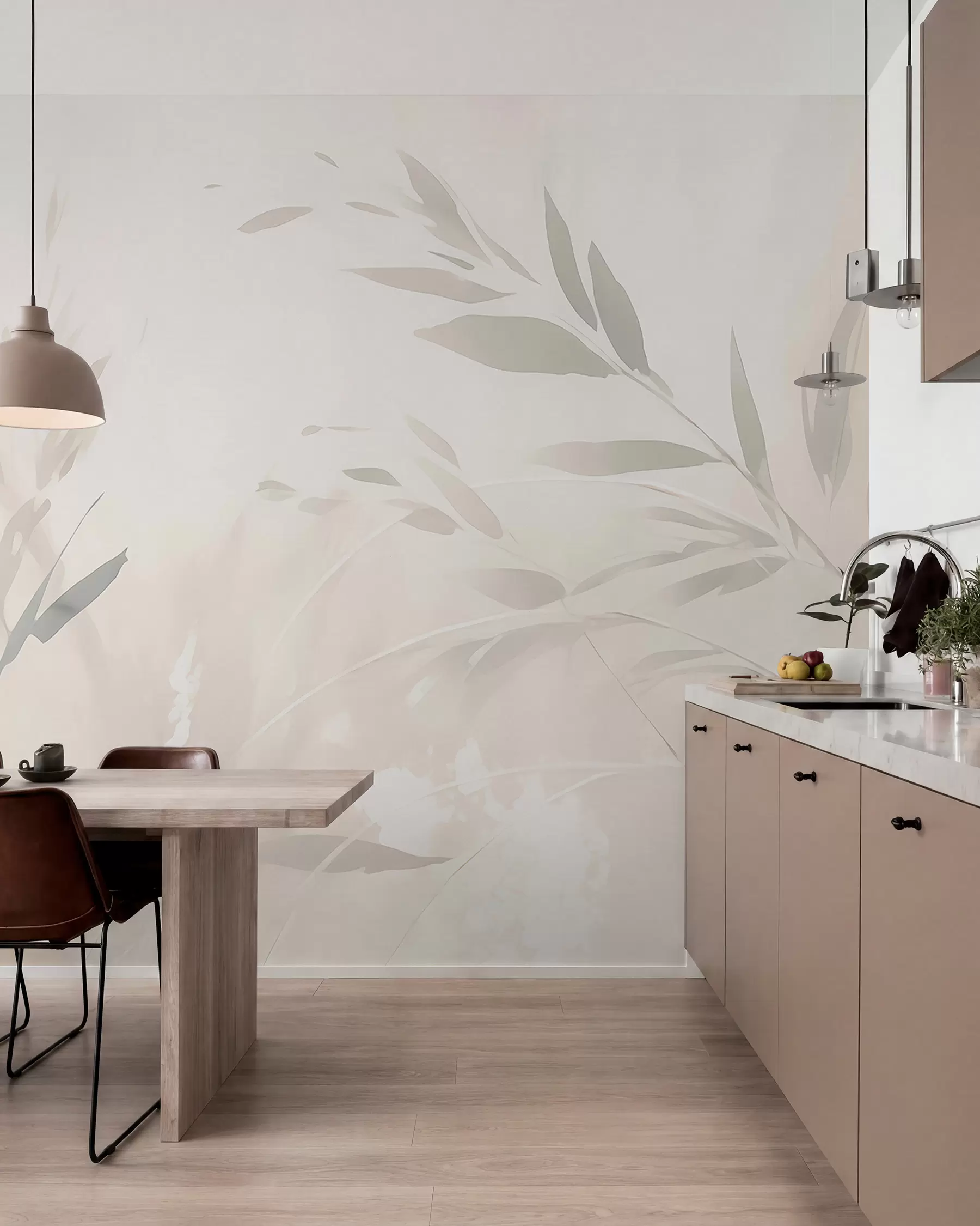 murales de pared Ramitas de hojas claras w05837