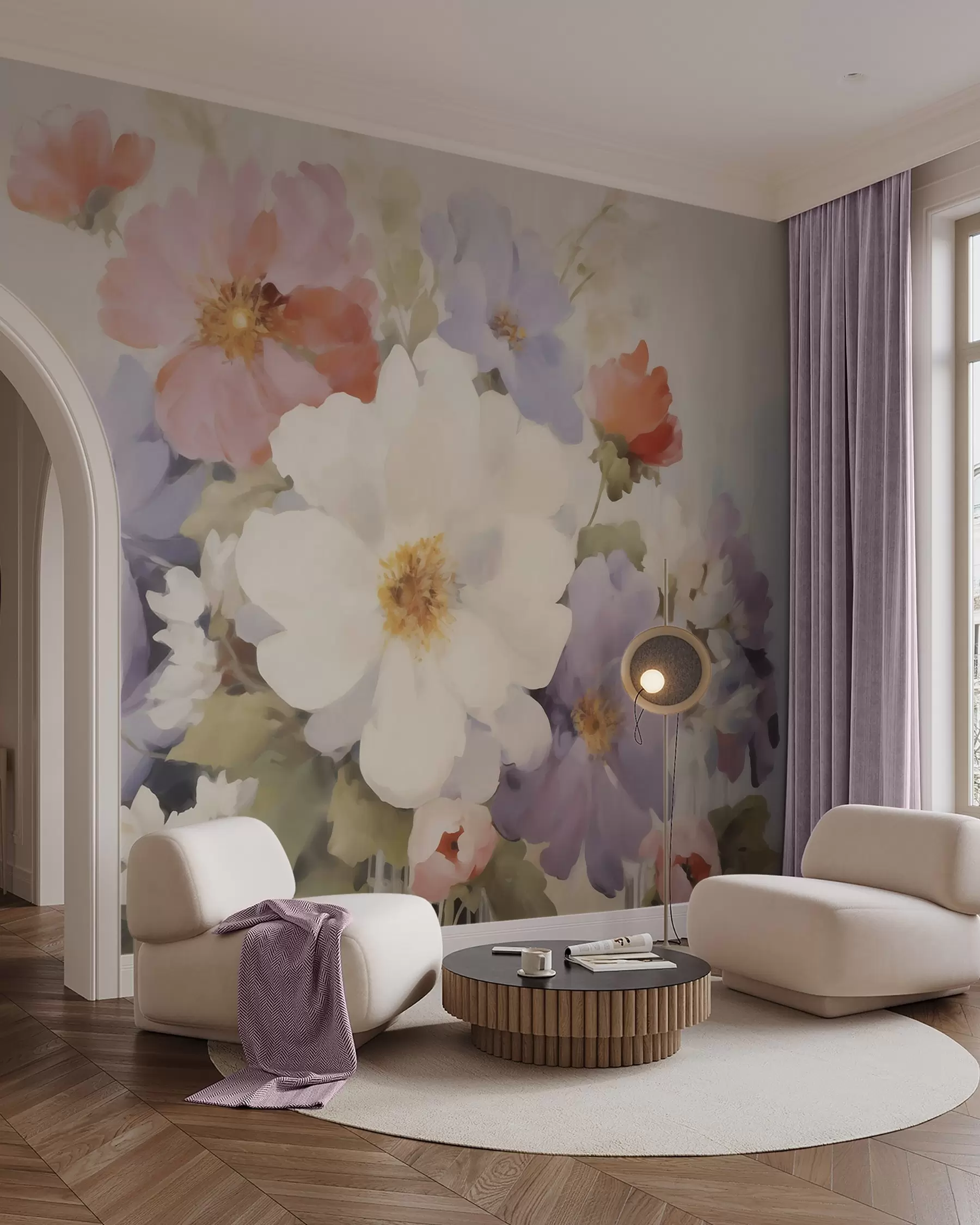 murales de pared Ramo en tonos pastel w05850