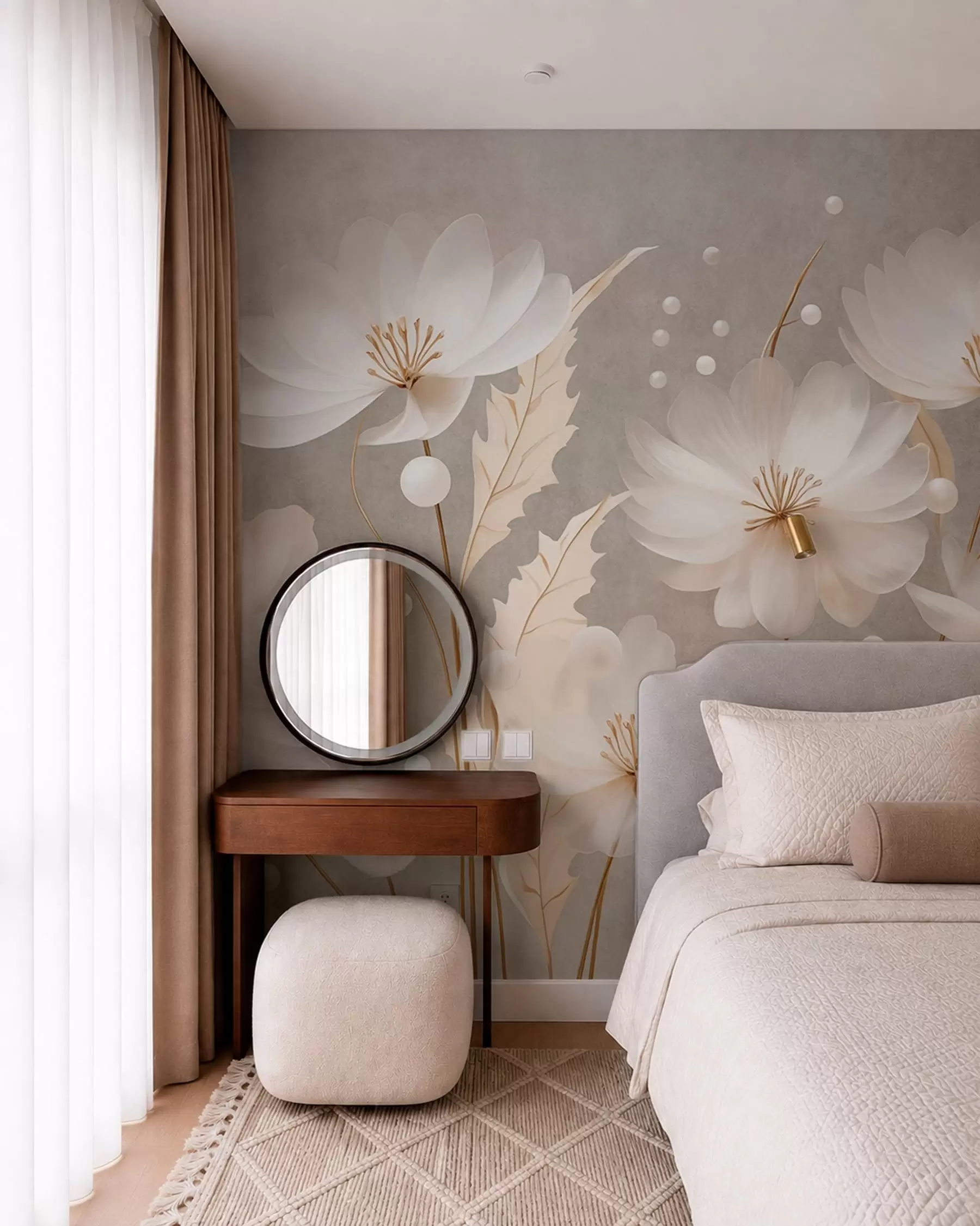murales de pared Danza de flores blancas w05857