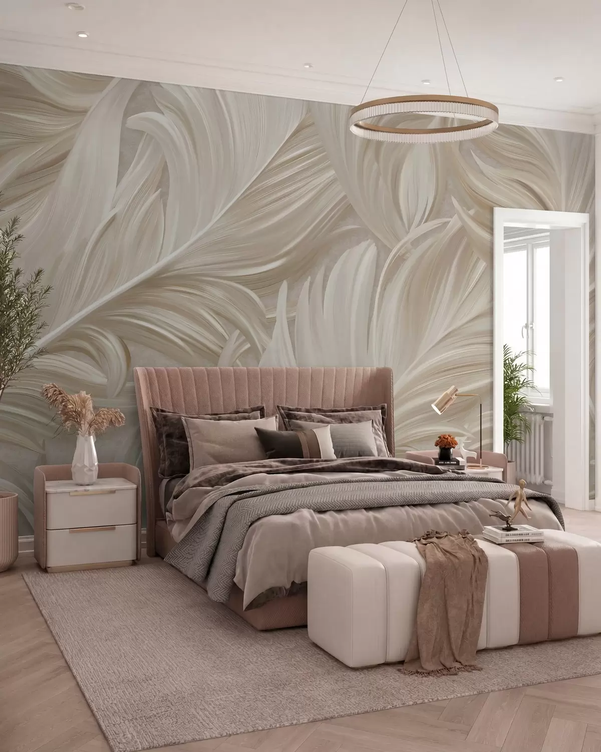 murales de pared Plumas color arena w05757