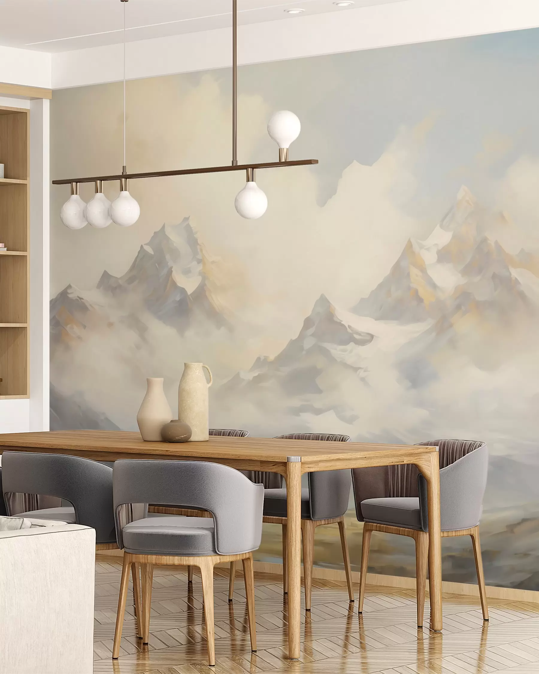murales de pared Montañas en oro w05873