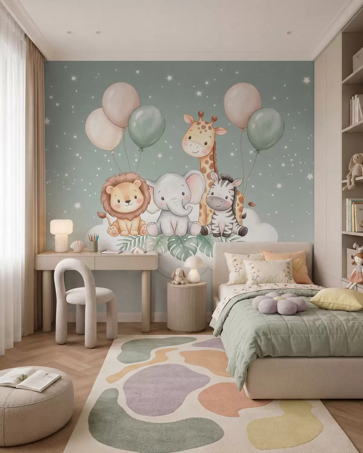 murales de pared Safari entre nubes w10004