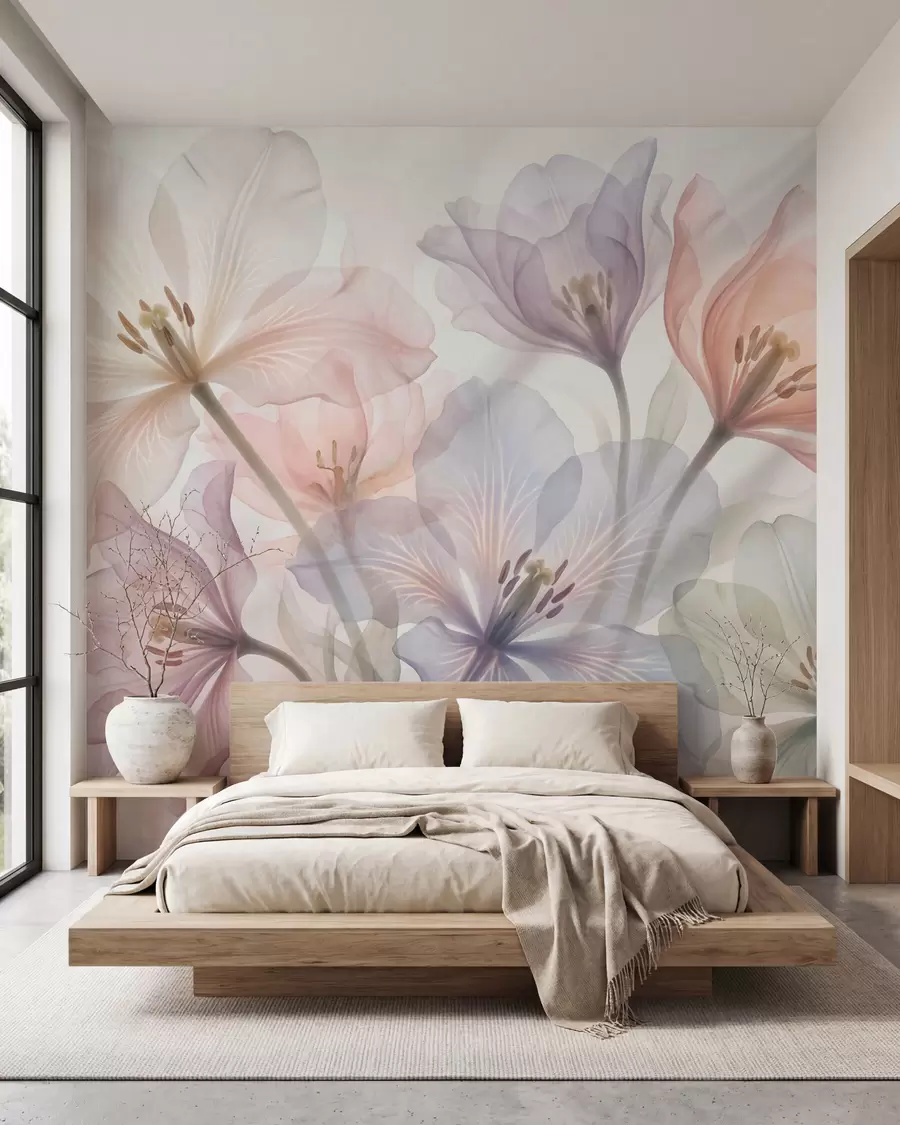 murales de pared Pétalos en tonos pastel w09999