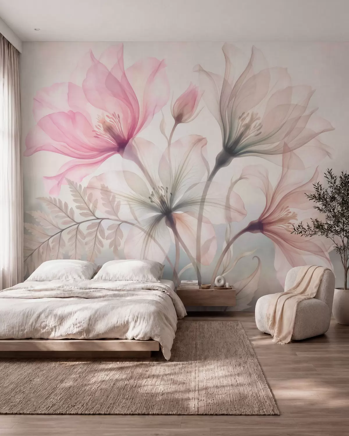 murales de pared Magnolia en acuarela w10009
