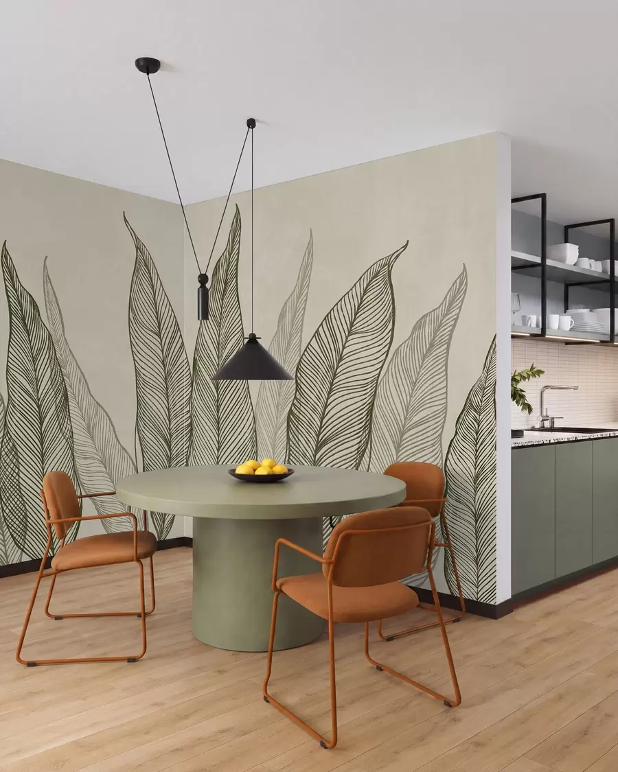 murales de pared Boceto de hojas w10030