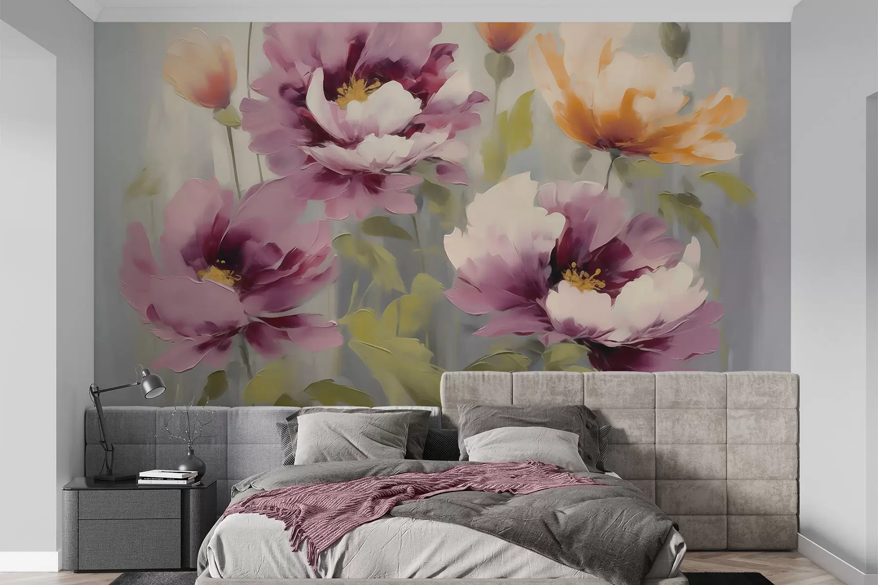 murales de pared Flores abstractas y estilizadas, imitación de una pintura w05848