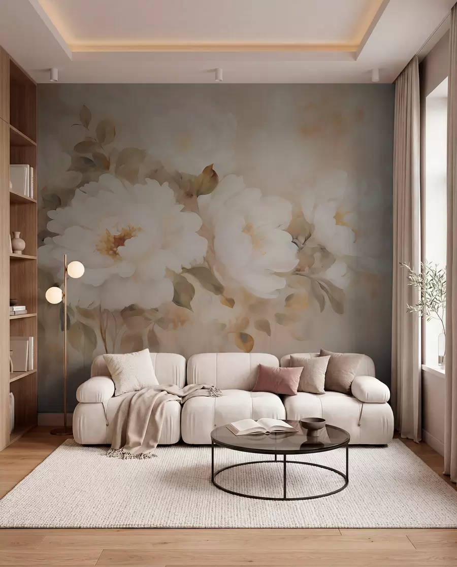 murales de pared Peonías de estilo vintage w05835