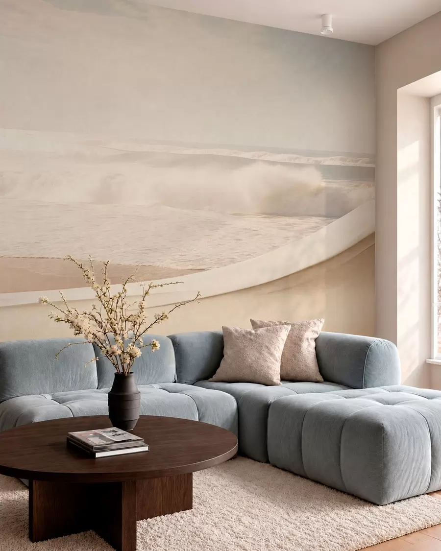 murales de pared Olas del mar entre formas arenosas que fluyen w05895