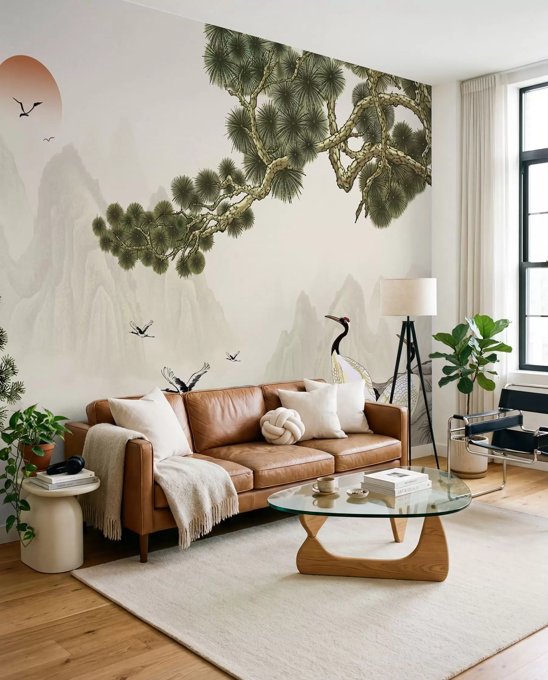 murales de pared Aves bajo los pinos u34508