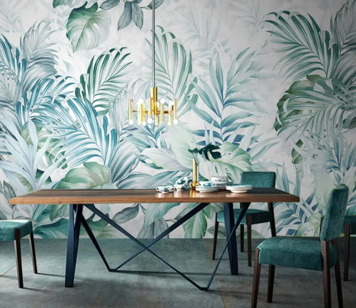 murales de pared Follaje tropical de color delicado u40881