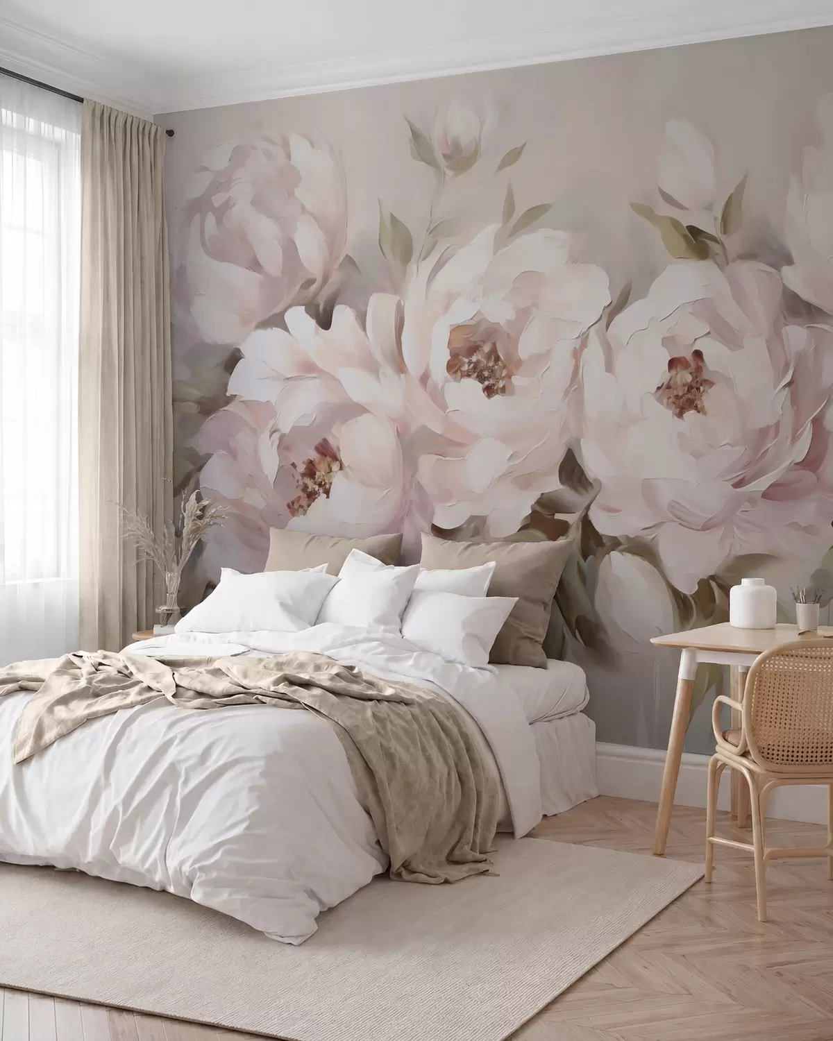 murales de pared Peonías en rosa empolvado w05901