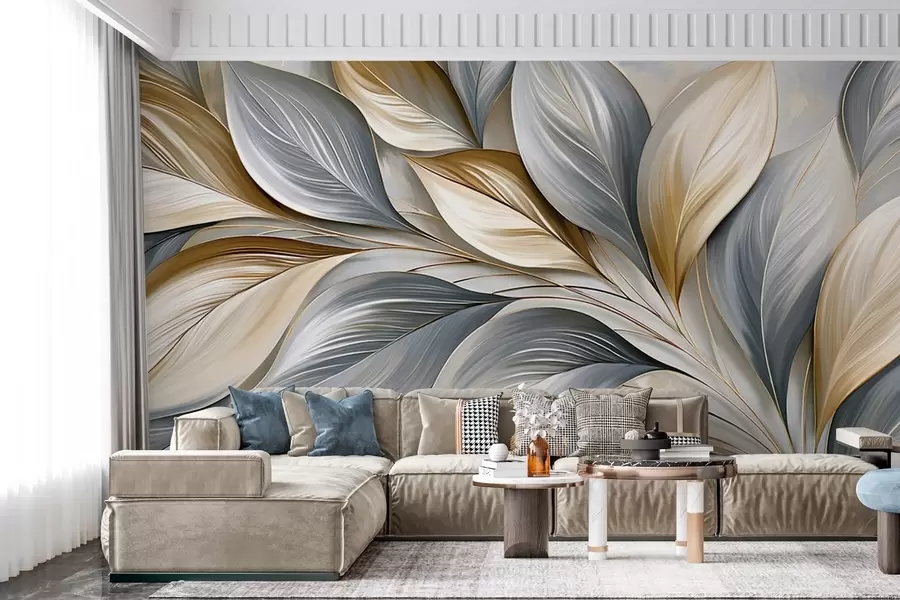 murales de pared Hojas curvadas de alta calidad con un estilo pintoresco w10076