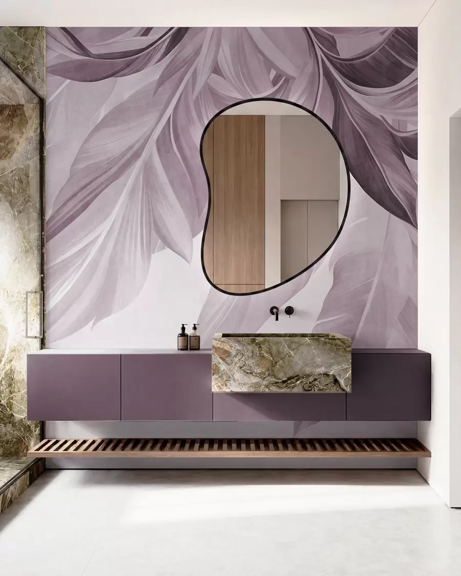 murales de pared Danza de hojas · Rosa w10054v2
