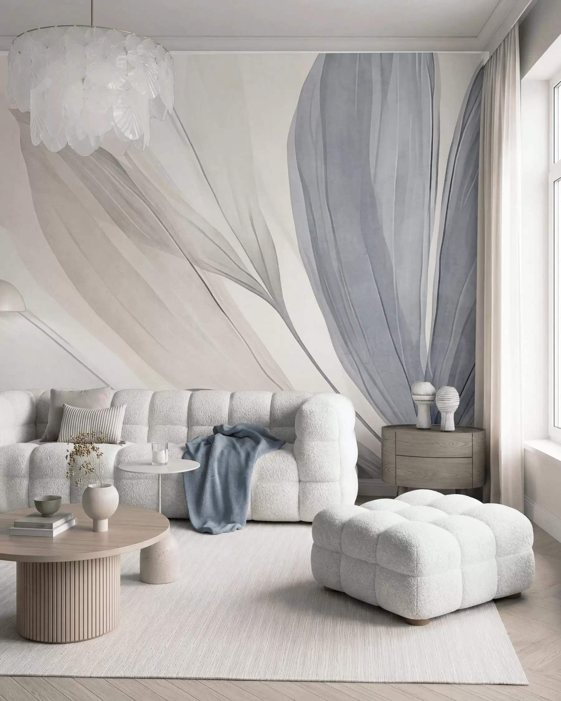 murales de pared Hojas en azul w10063