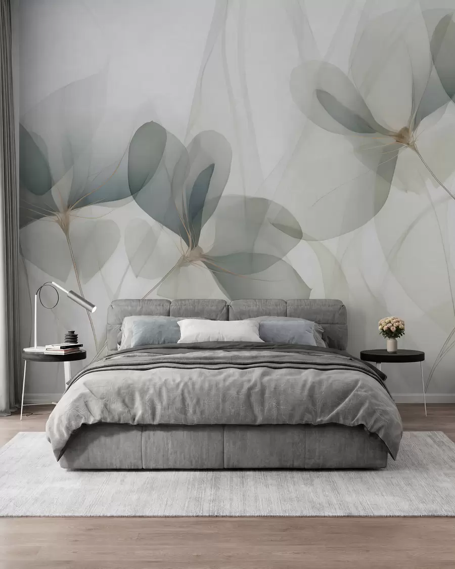 murales de pared Pétalos verde salvia w05952