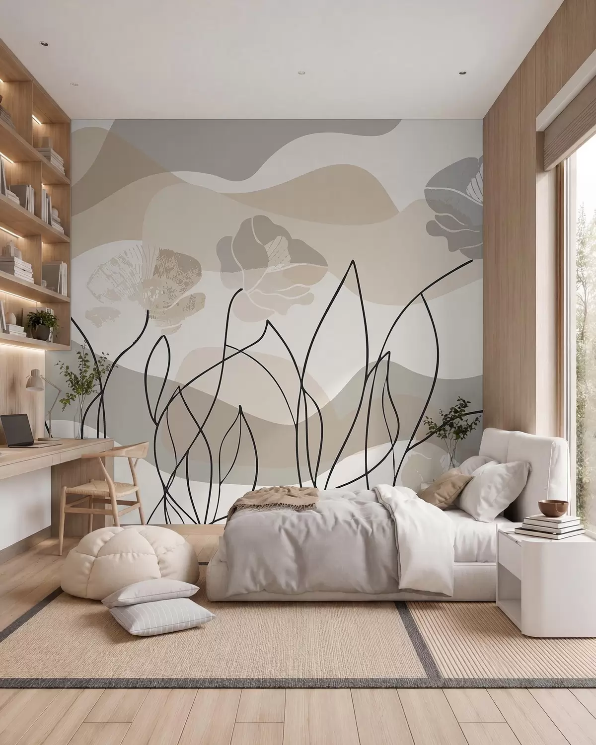 murales de pared Boceto floral w09989