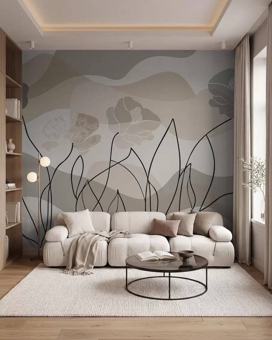 murales de pared Boceto floral w09989