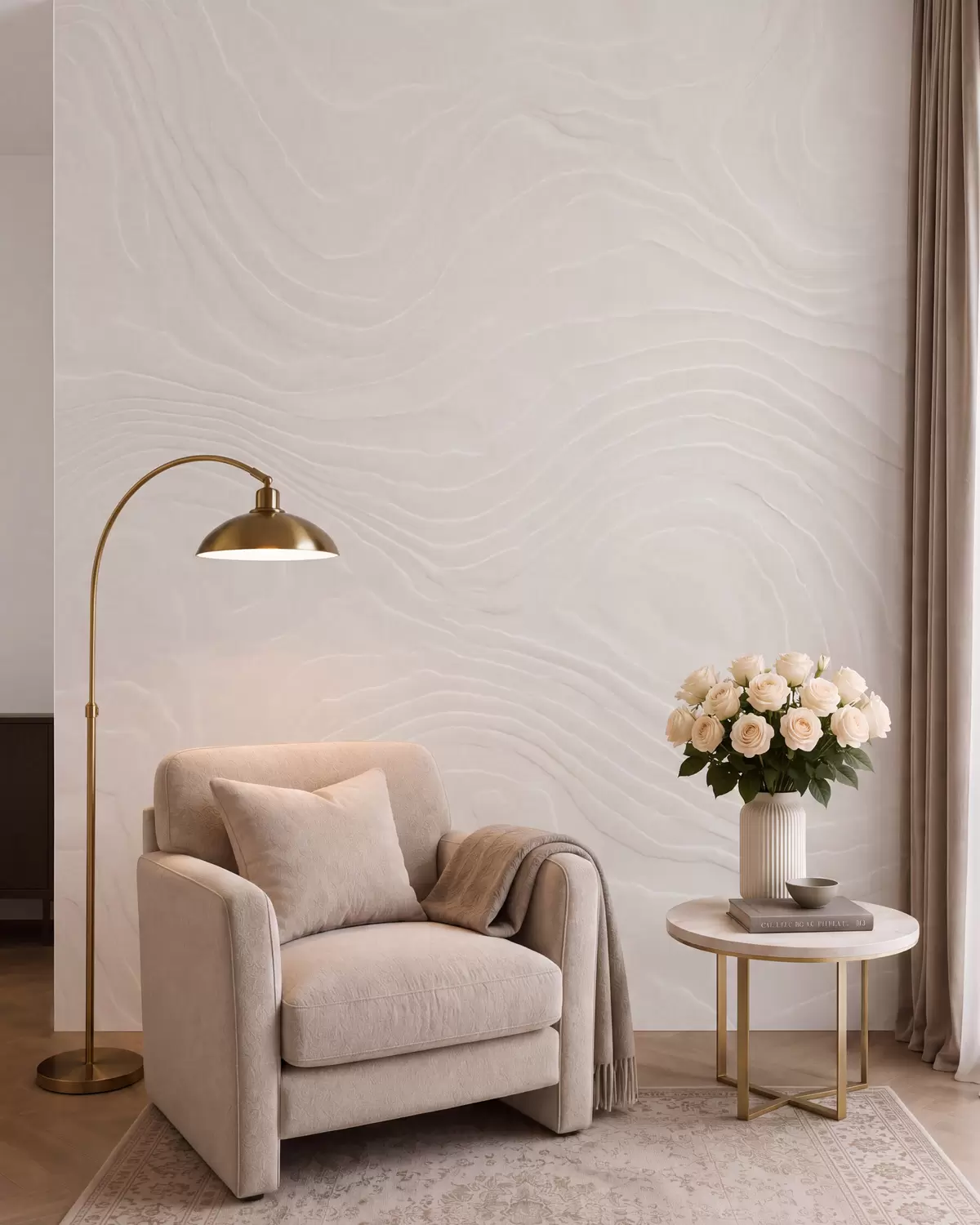 murales de pared Textura abstracta y ligera con líneas onduladas y un efecto de yeso natural w10092