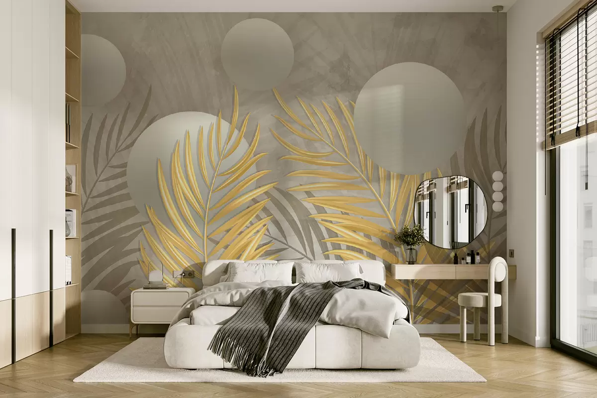murales de pared Hojas y cuadrados 3d u80467