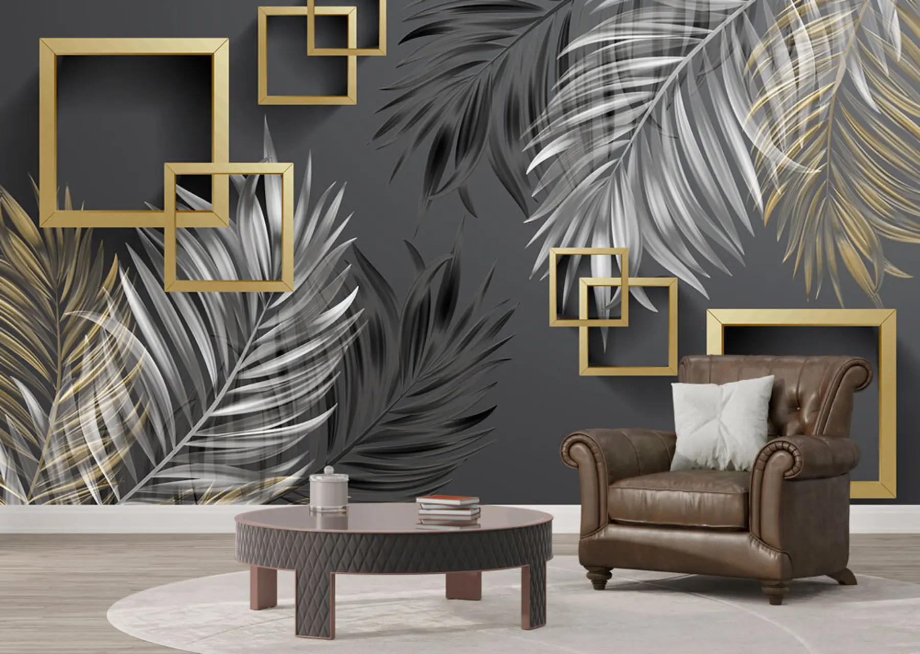 murales de pared Hojas de palmera, cuadrados u80469