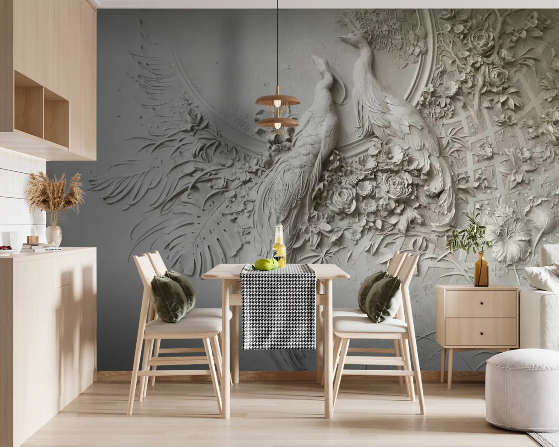 murales de pared Ramita, planta y madera u46452