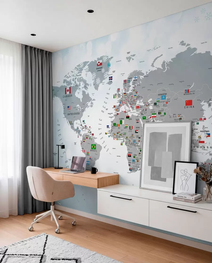 murales de pared Atlas de banderas del mundo u72599