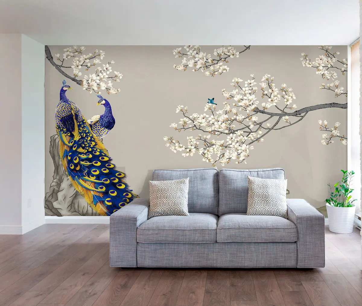 Murales de pared Pavo real en ramas de Sakura u79801 murales de pared Pavo real en ramas de Sakura u79801