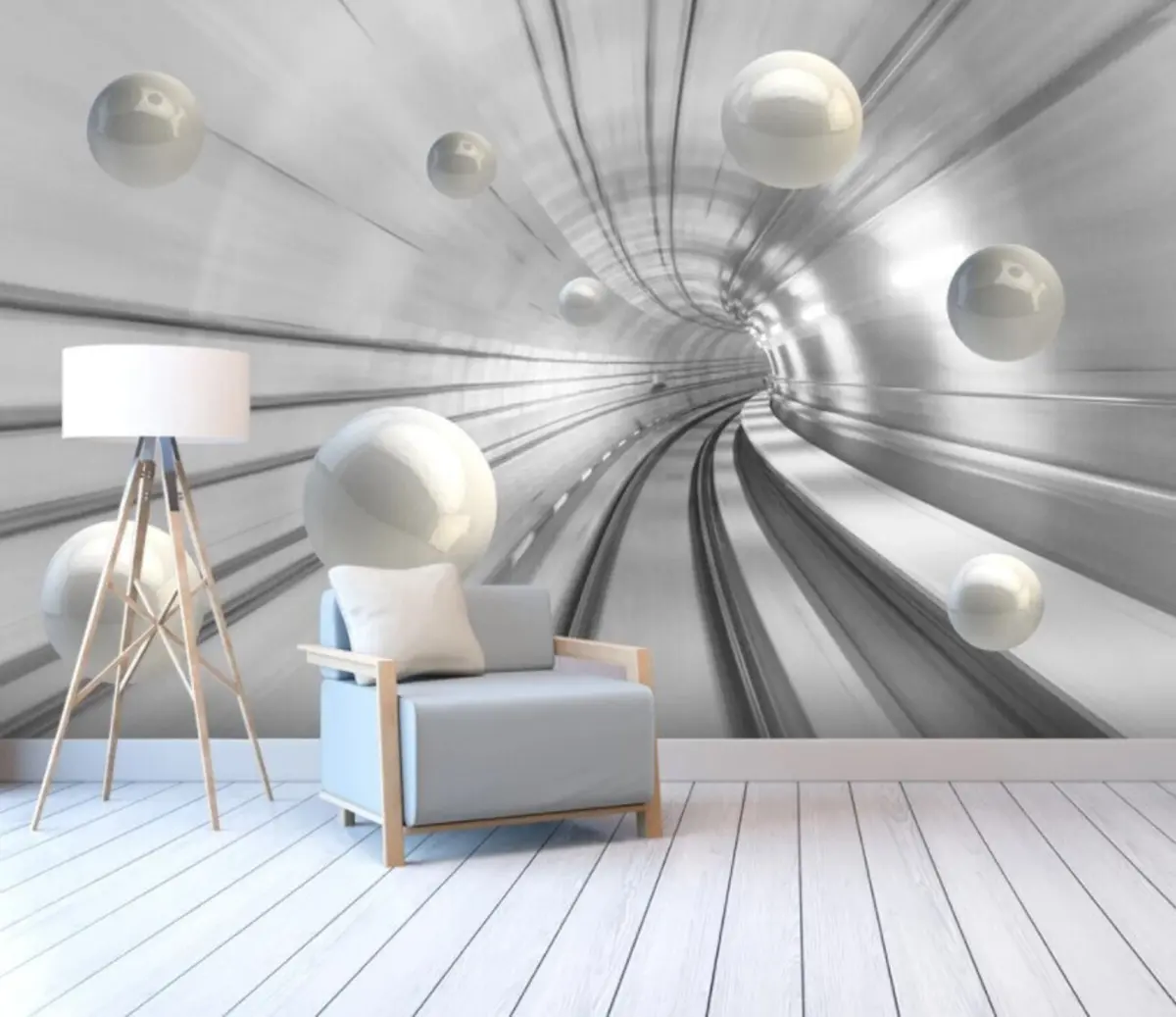 murales de pared Túnel con esferas brillantes u17532