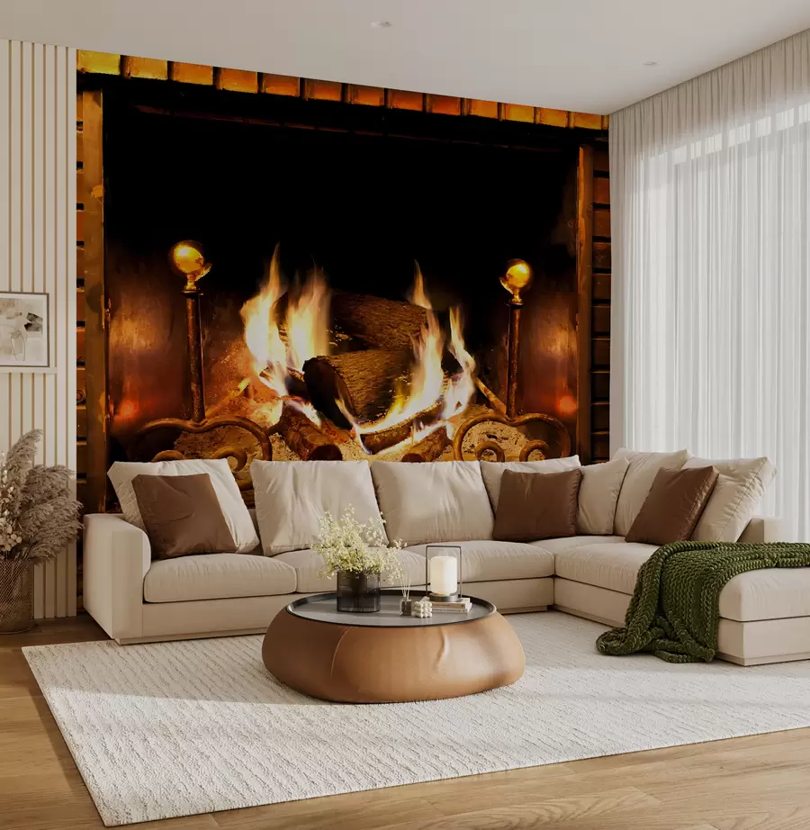 murales de pared chimenea ardiente u55934