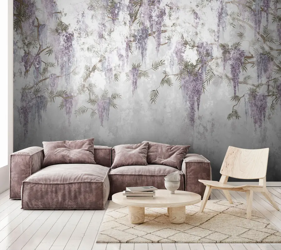 murales de pared Tendencia colgante ramas de brunge con colores morados u73816