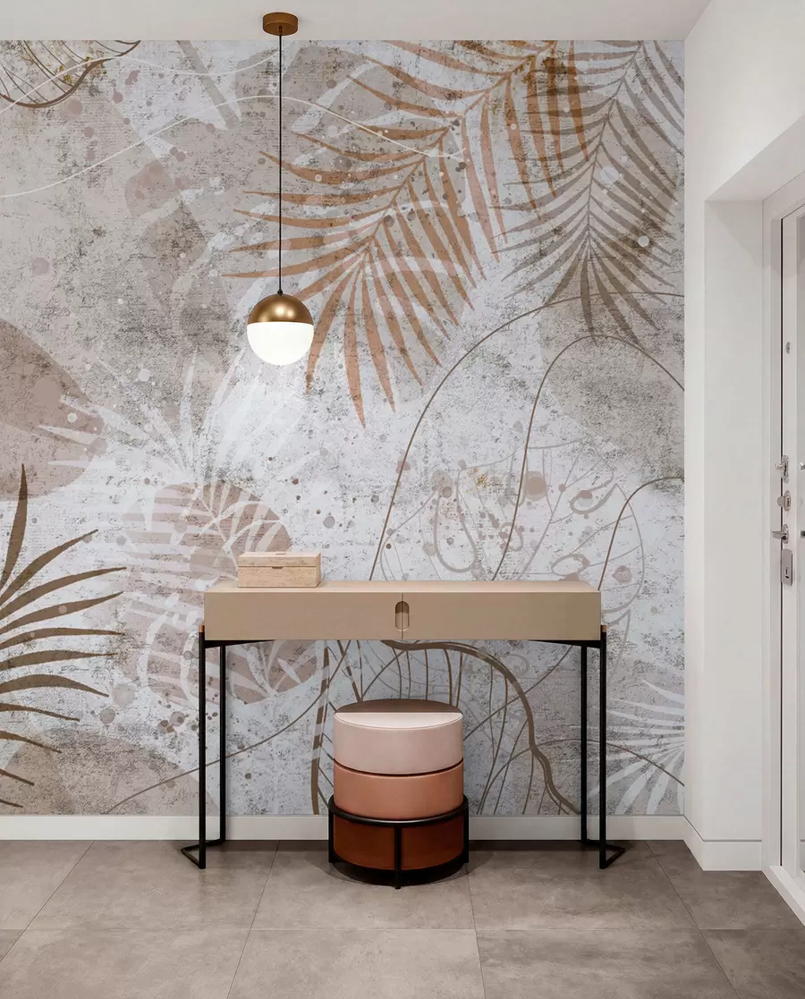 murales de pared Hojas 3D glamorosas con estilo grunge u73584