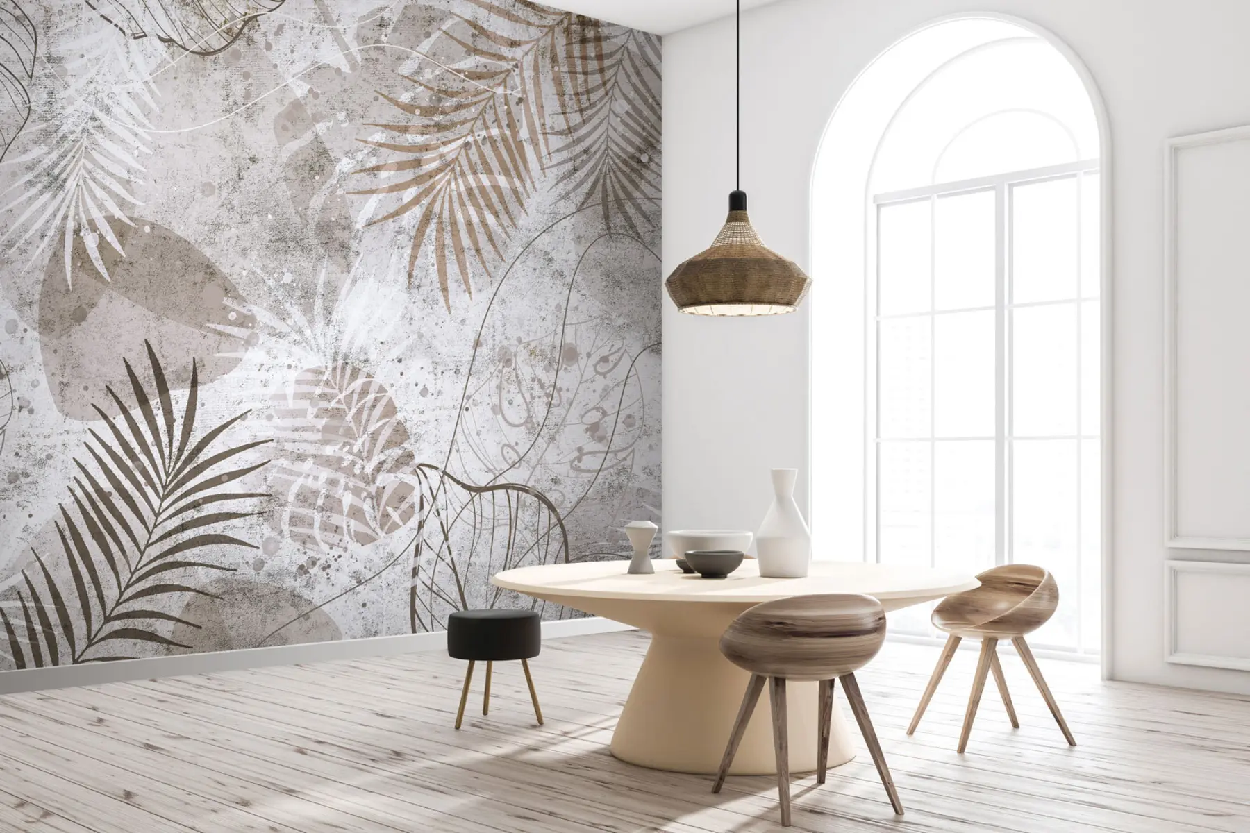 murales de pared Hojas 3D glamorosas con estilo grunge u73584