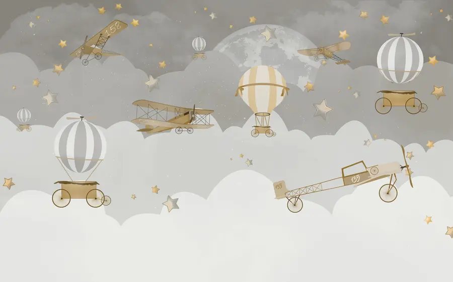 murales de pared Aviones y globos para niños u73883