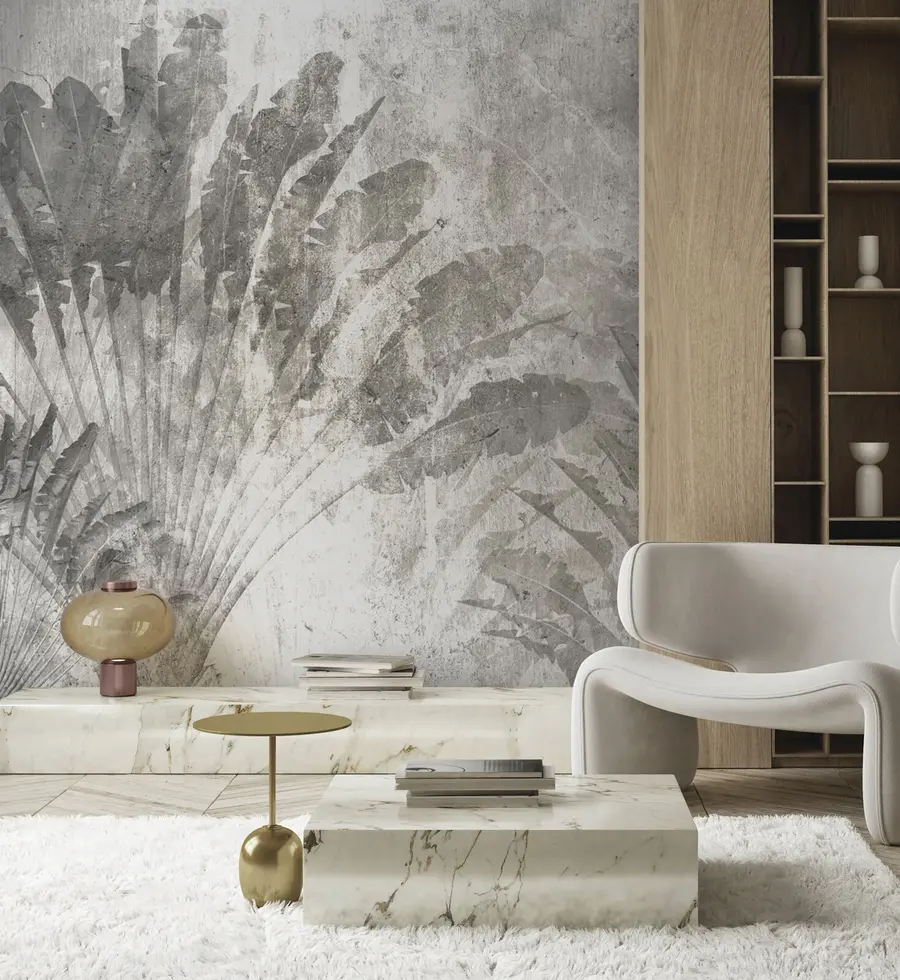 murales de pared Hojas tropicales sobre fondo de piedra u73885