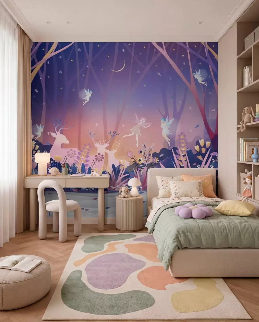 murales de pared Baile nocturno en el bosque de hadas u73899