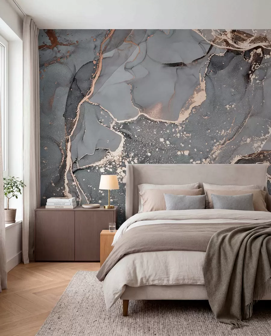 murales de pared Mármol gris y ámbar u93578