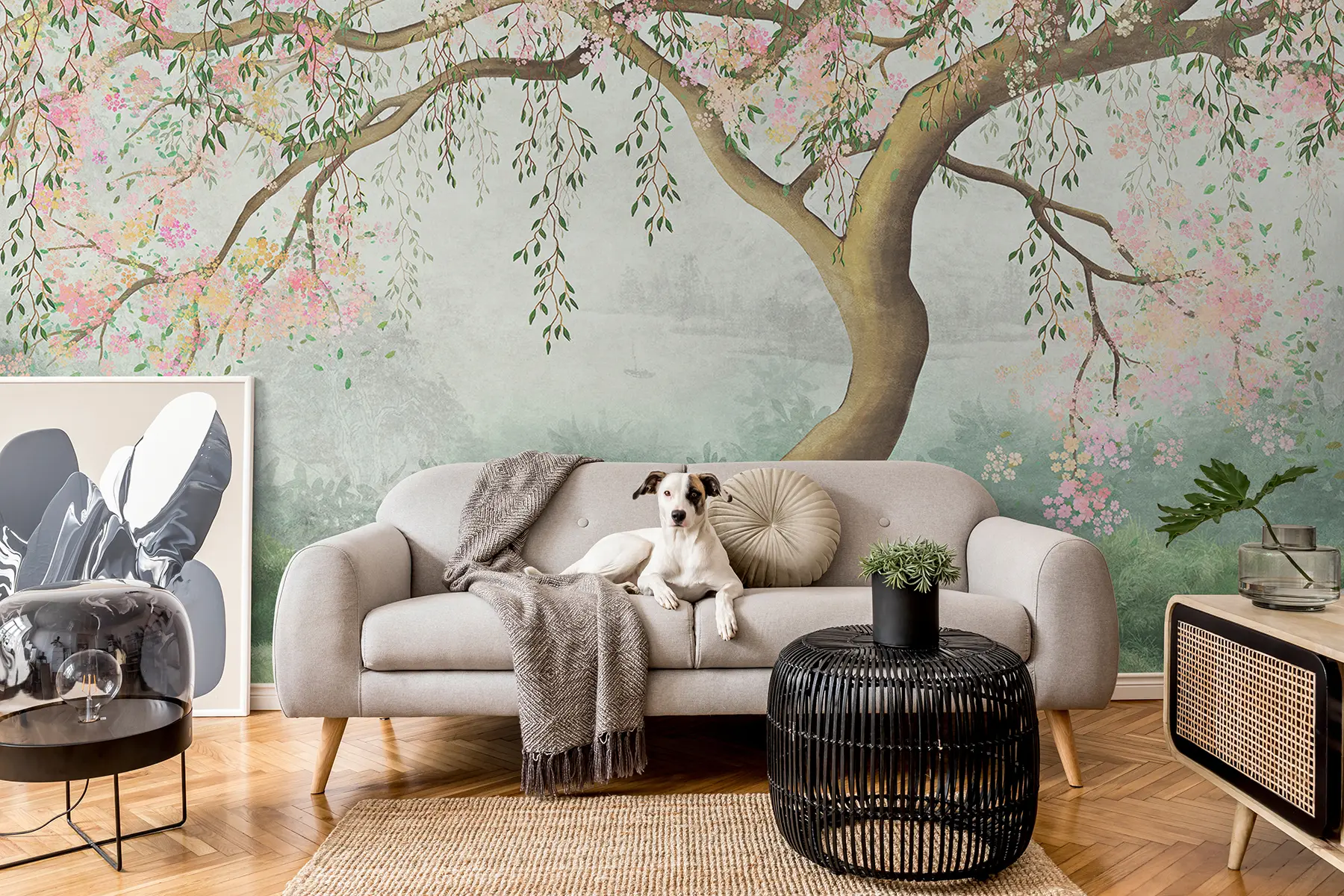 murales de pared Árbol en flor en la colina u93587