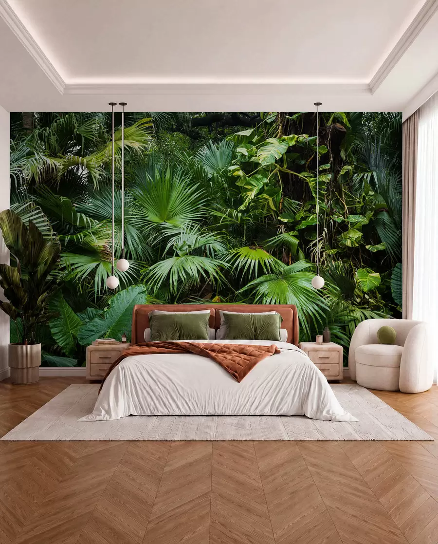 murales de pared Hojas mojadas en la selva u93616