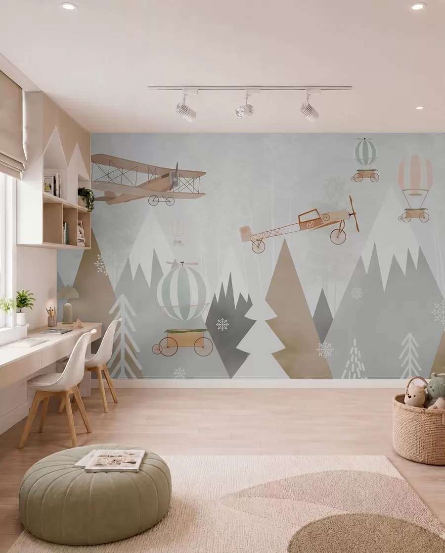 murales de pared Montañas y aviones, al estilo escandinavo u73961