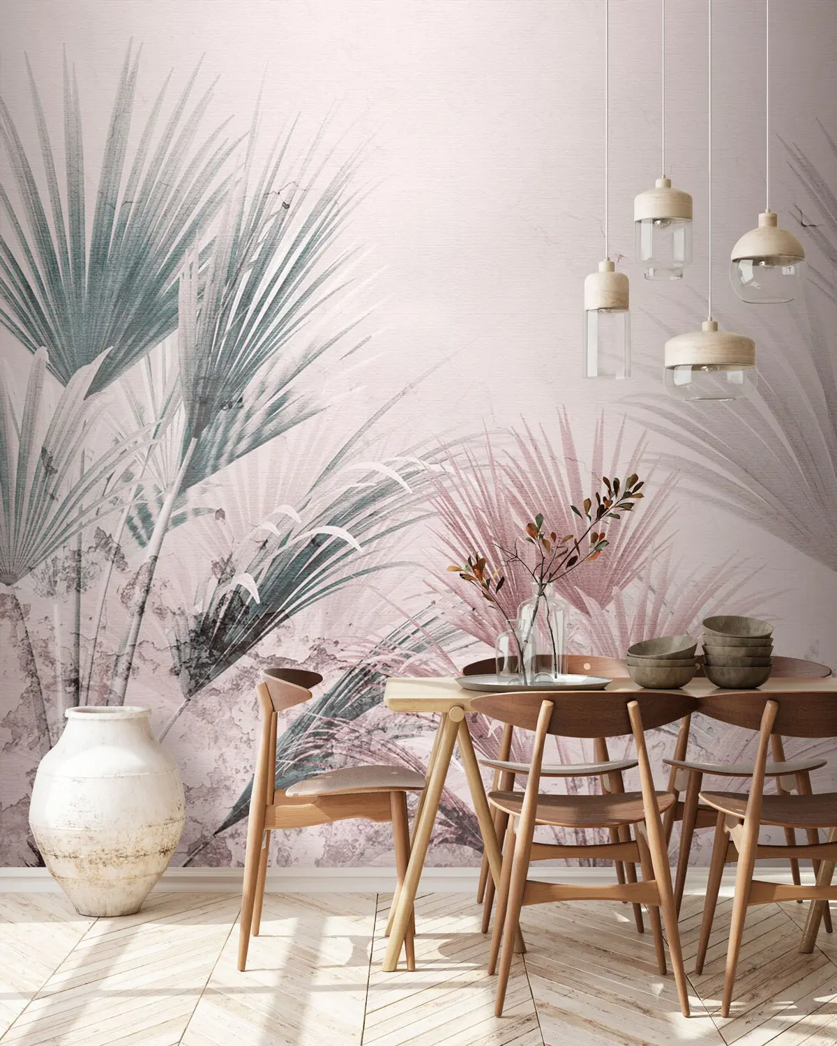 Murales de pared Ramas y hojas tropicales 3D u73980 murales de pared Ramas y hojas tropicales 3D u73980