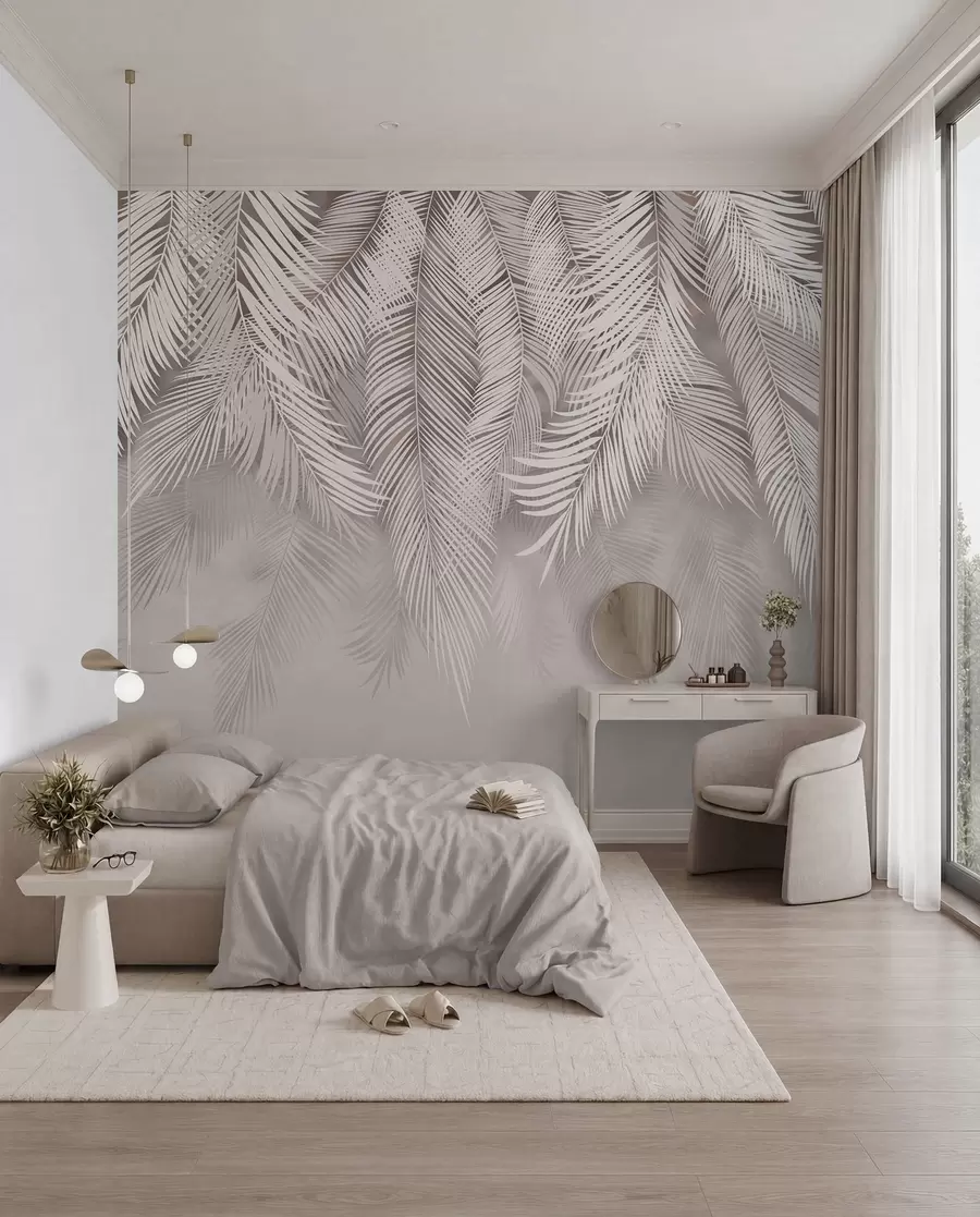 murales de pared Cortina de palmas rosas u48556v5