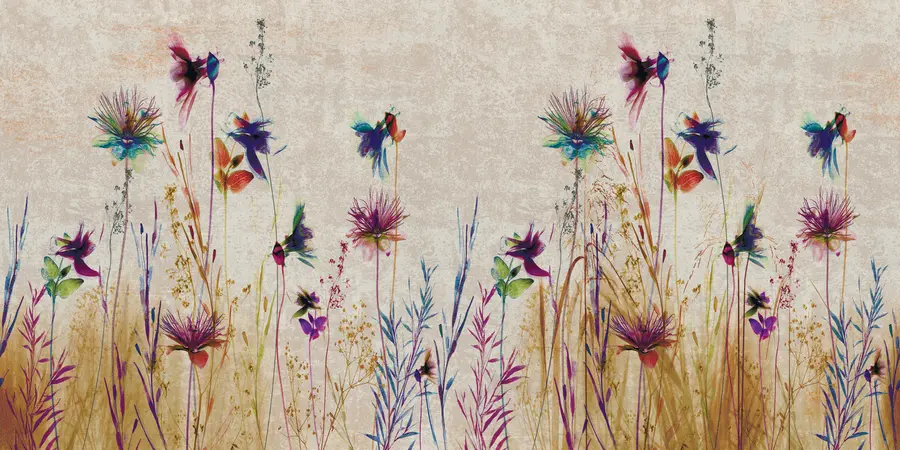 murales de pared Flores altas inusuales sobre un fondo beige u93672