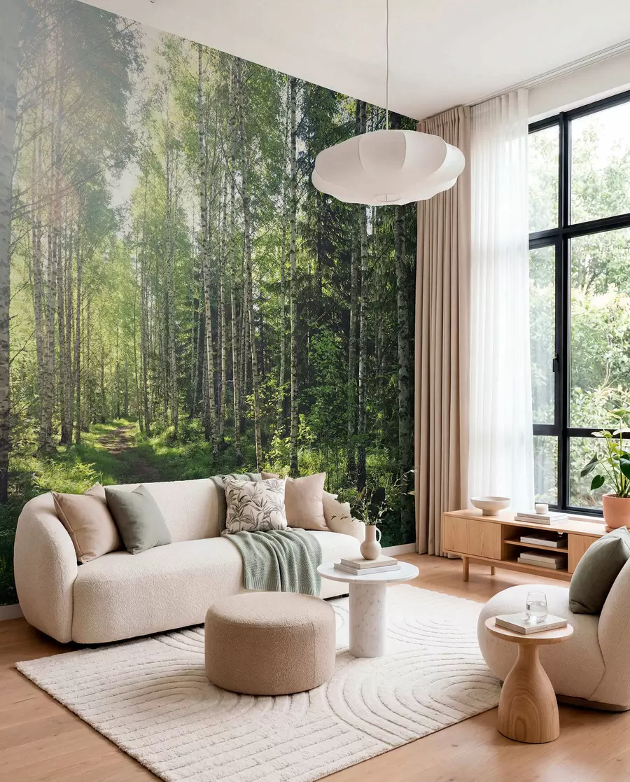 murales de pared Abedules en luz verde u74235