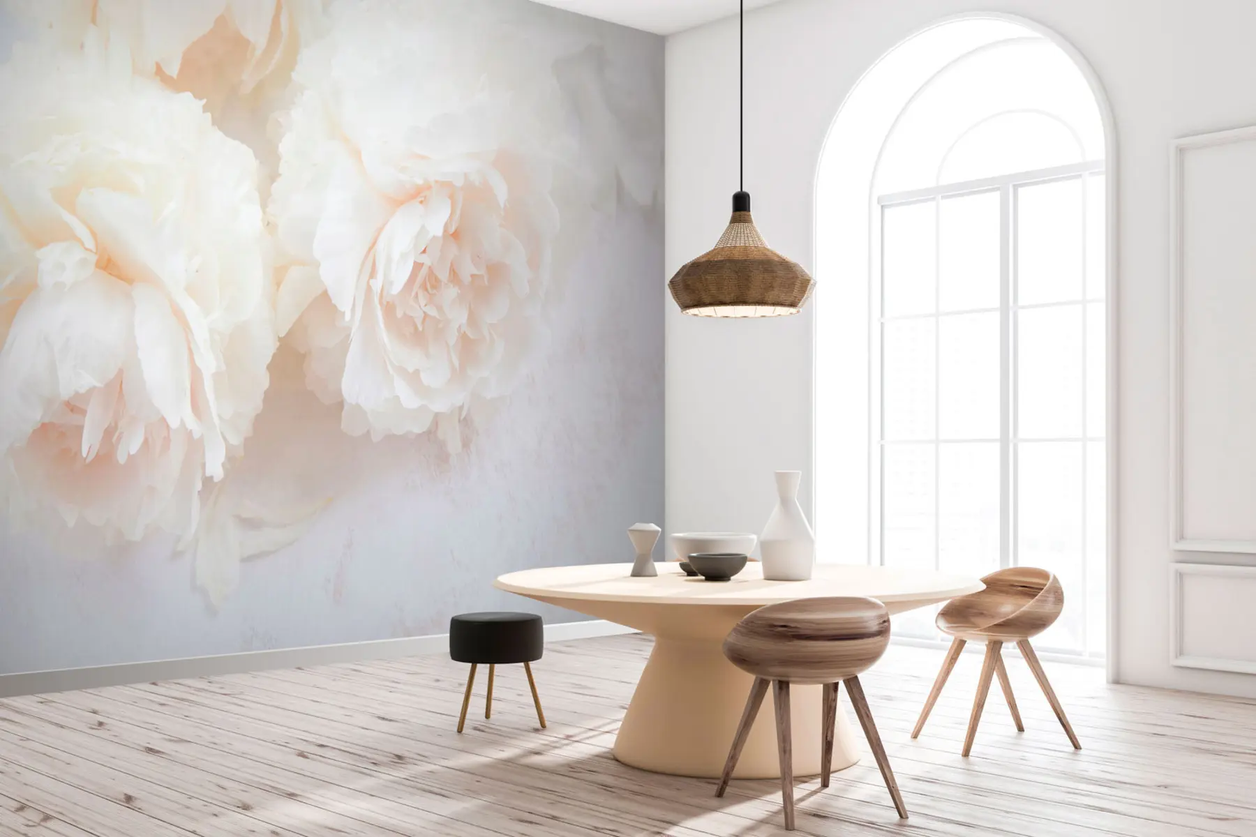 murales de pared Brotes suaves de peonías blancas u74392